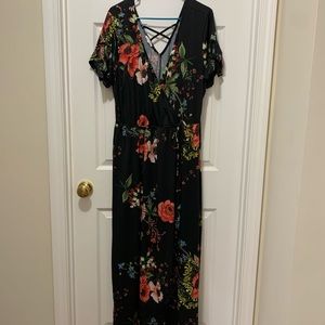 Maurice’s black floral dress. Plus size 0. Like new.